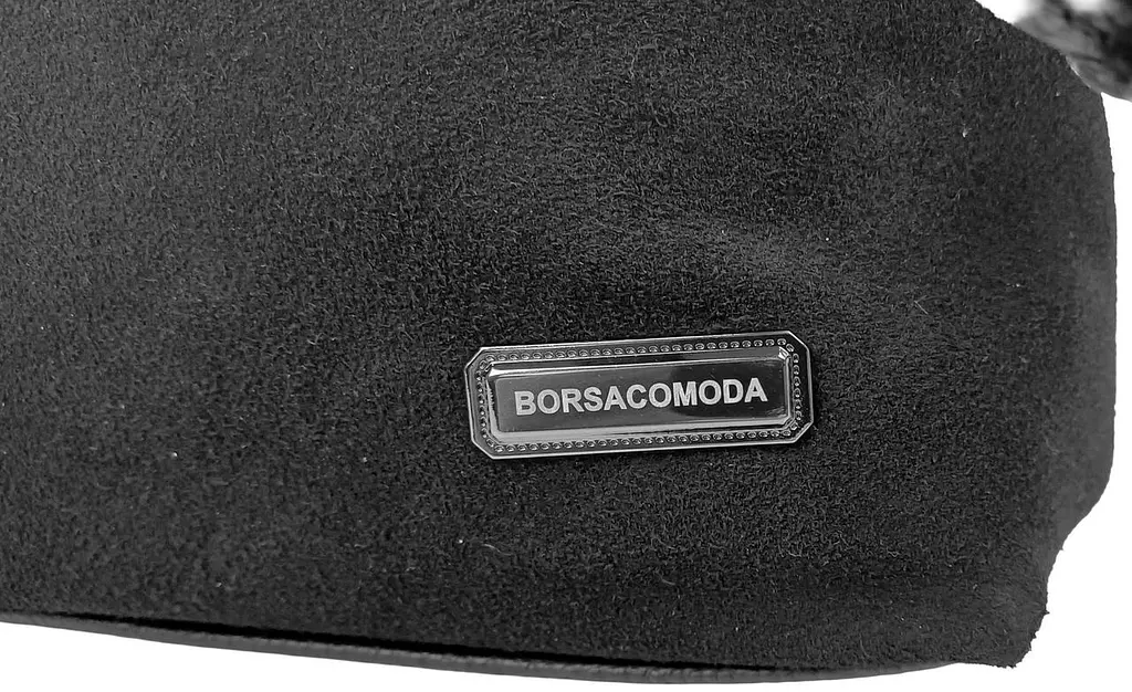 Сумка жіноча Borsacomoda чорна, з натуральної шкіри та замші, наплечна - фото 8