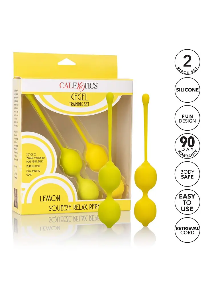 Вагинальные шарики CalExotics Kegel Training Set Lemon, 19 см, желтый - фото 9