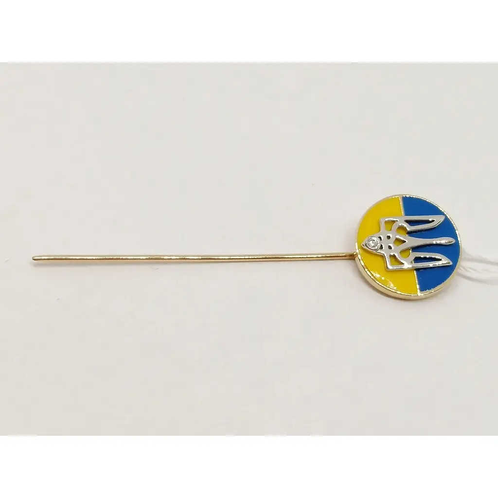 Золота брошка Золотий Вік з фіанітом і емаллю. 4066/01/486 - фото 2