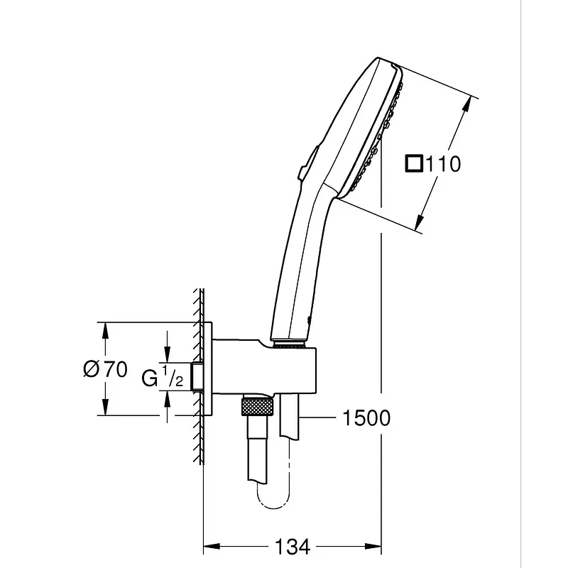 Душовий гарнітур Grohe Tempesta Cube 110 3 режими чорний матовий 269102433, Чорний матовий - фото 3