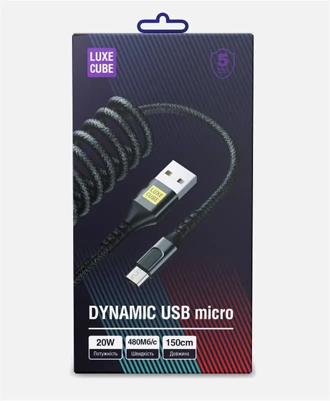 Кабель Luxe Cube Dynamic USB - micro USB (M/M), 1.5 м, Black (4446689101236) - фото 3
