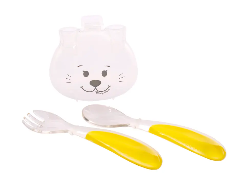 Вилочка та ложечка з футляром Baby Team Зайчик, жовтий (6115) - фото 2