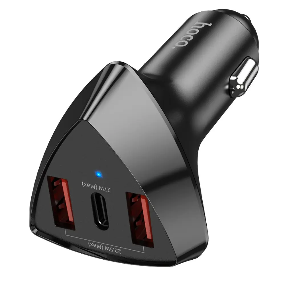 Автомобільний зарядний пристрій Hoco DZ10 2 USB/Type-C PD 27W QC чорний - фото 5