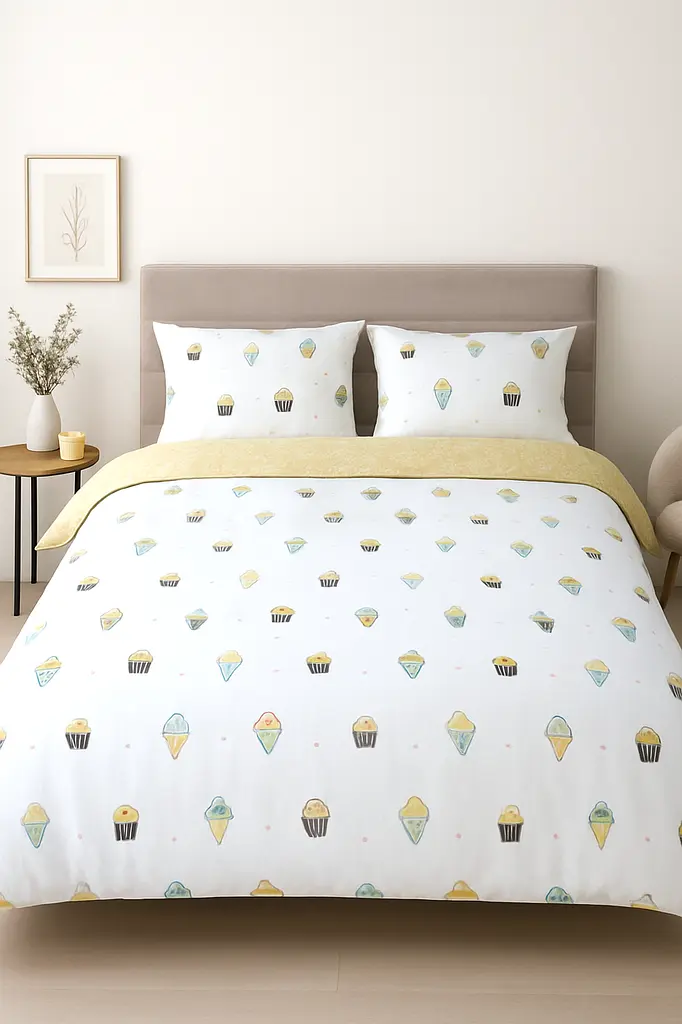Комплект постільної білизни Ecotton двоспальний Сімейний Ice cream білий (рис. 24310) (24828)