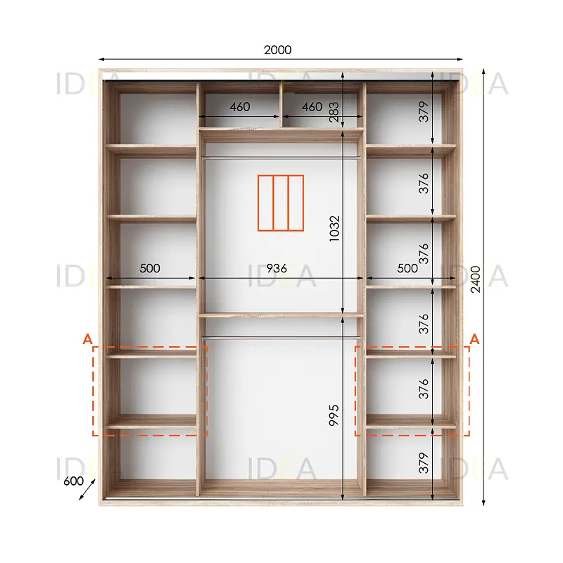 Шафа-купе Idea серія 3 200 x 60 x 240 см Дуб сонома Дзеркало - фото 2
