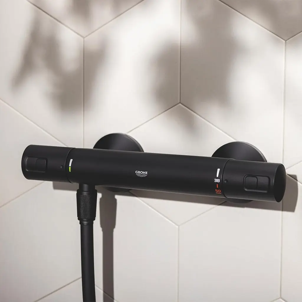 Змішувач термостатичний для душу Grohe QuickFix Start Black UA303908T1, Чорний матовий - фото 9