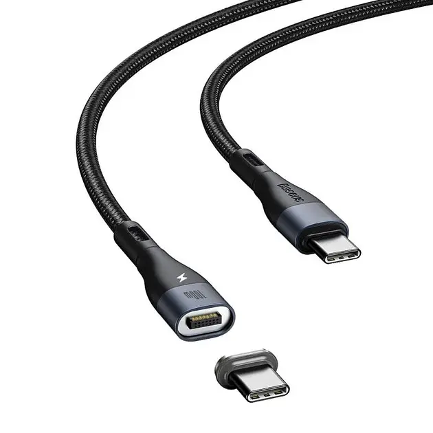 Кабель Baseus Zinc Magnetic Safe Fast Charging Cable Type-C to Type-C 100W 1.5m CATXC-Q01 Black - фото 3