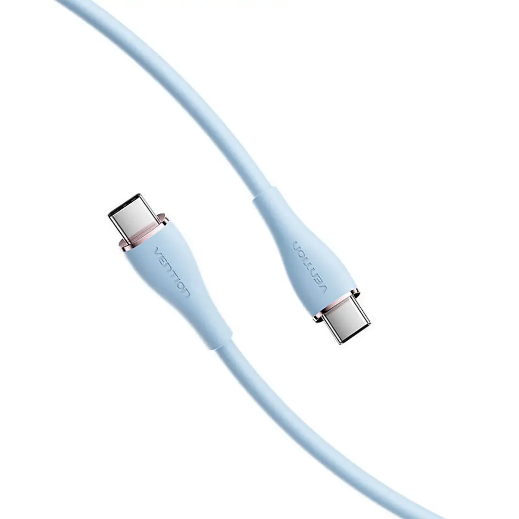 Кабель Vention USB 2.0 C Male to C Male 5A Cable 1.5 м Light блакитний Silicone Type (TAWSG) - фото 2