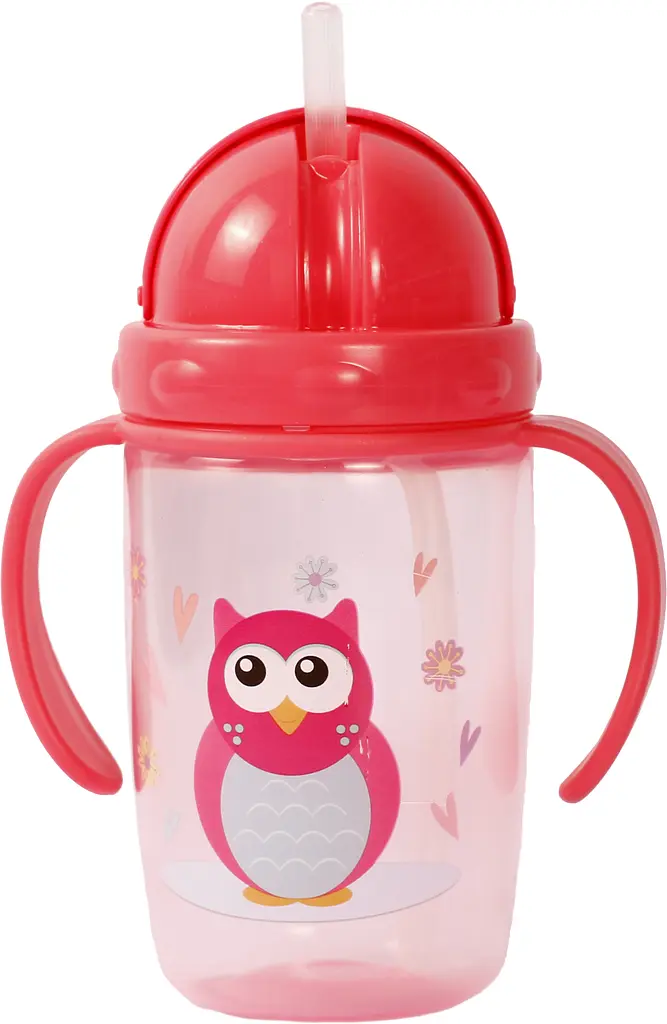 Поїльник-непроливайка Курносики з ручками з силіконовою соломинкою 360 мл рожевий (7224 рож) - фото 2