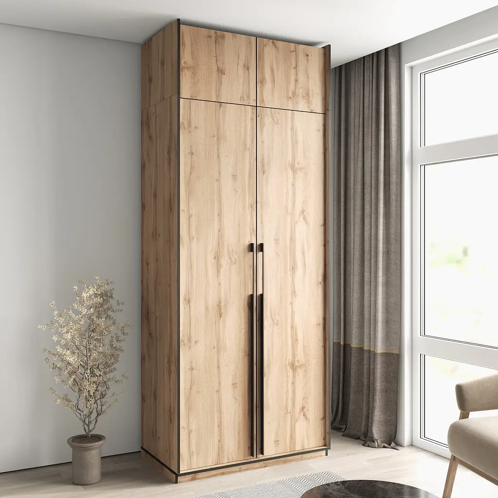 Шафа для одягу Flamecame у спальню з поличками на 2 двері FR-13 Аппалачі  - фото 3