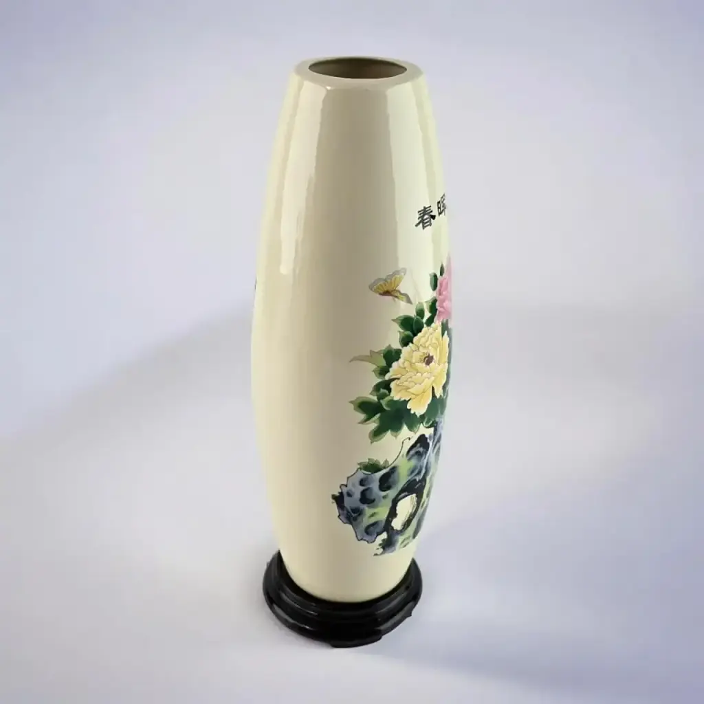 Ваза порцелянова на підставці Півонії 26х6.3х.6.3 см - фото 3