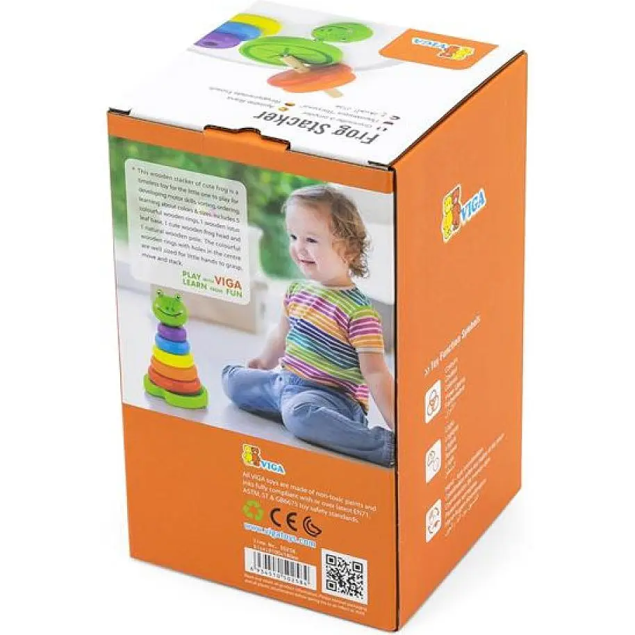 Пирамидка Viga Toys Лягушка деревянная (50258) - фото 4