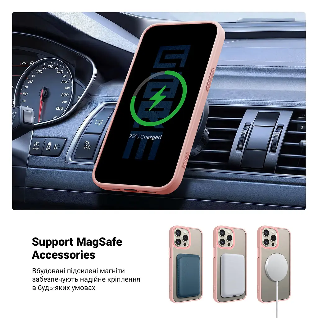 Чехол для Apple iPhone 14 Pro Max, Uniq MagCase, розовый, противоударный, панель-накладка с магсейф, ударопрочный TPU+PC, с магнитом MagSafe, поддержка полноценной беспроводной зарядки, ArmorStandart (ARM75292) - фото 4