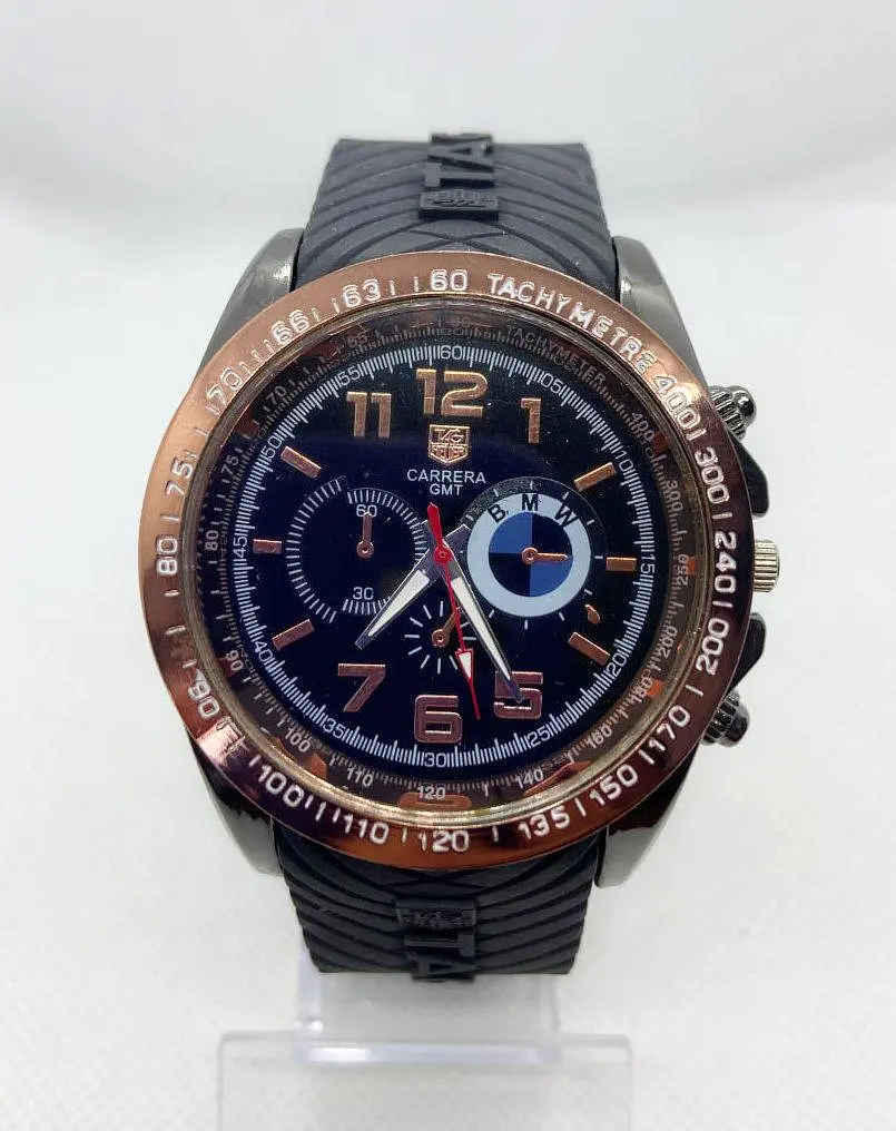 Годинник чоловічий наручний Clockhouse Carrera GMT BMW Чорний з бронзою (IBW878B) - фото 3