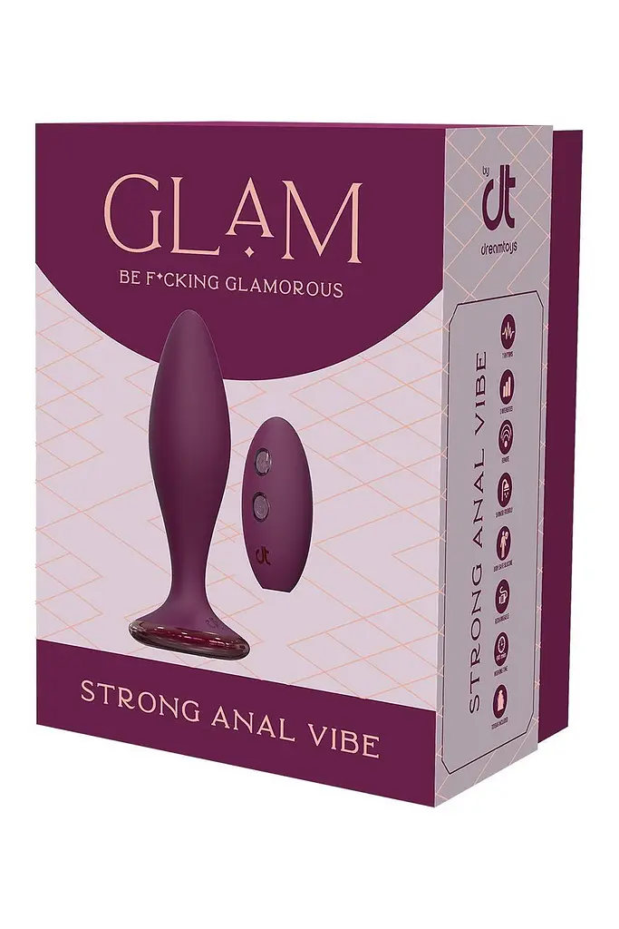 Анальна пробка Glam Strong Anal Vibe 12.8 см (фіолетовий) - фото 2