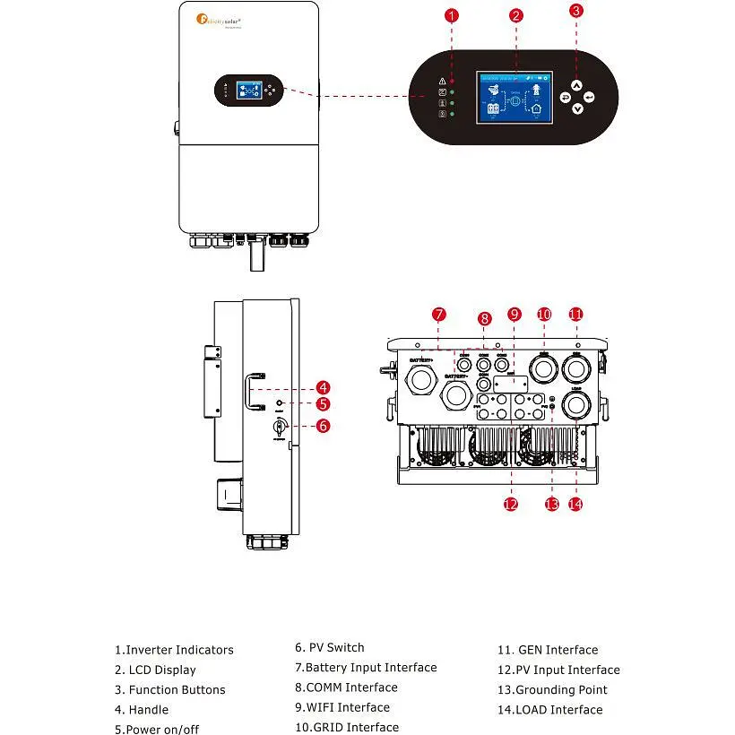 Гібридний сонячний інвертор FelicityESS IVGM15KLP3G1 48V [168222] - фото 4