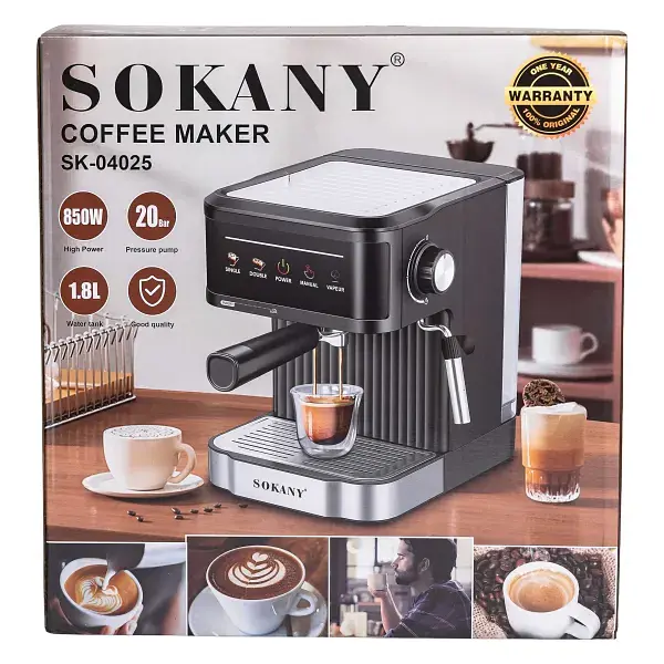 Кавомашина ріжкова Sokany SK-04025 зі спінювачем молока 1.8 л
 - фото 13
