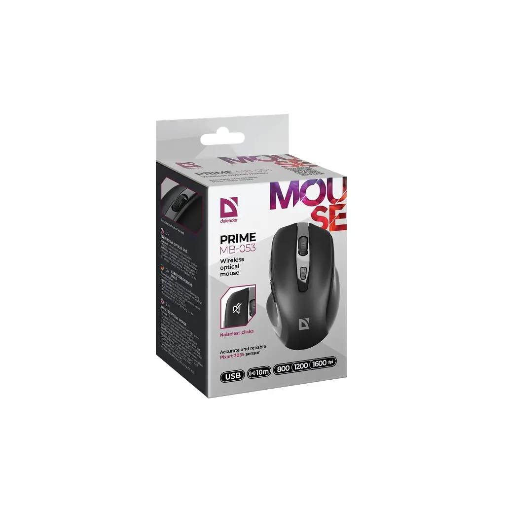 Мишка Defender Prime MB-053 Silent Wireless Black (52053) - фото 5