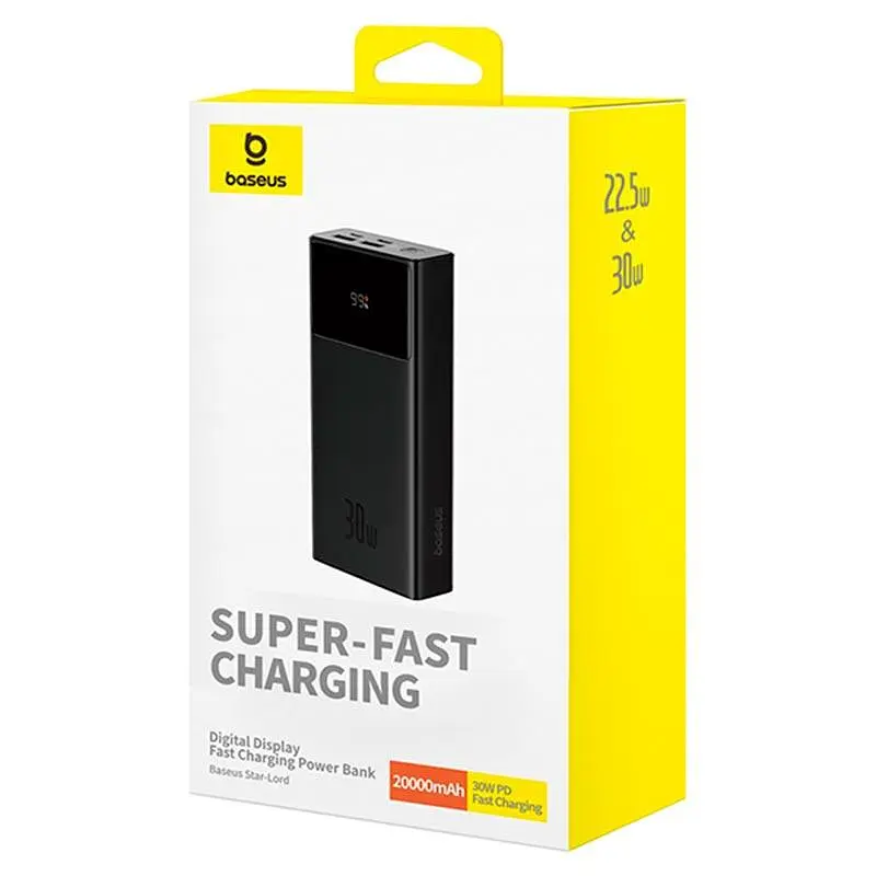 Внешний аккумулятор Baseus Star-Lord Digital Display 30W 20000mAh P10022904113-00 черный - фото 5