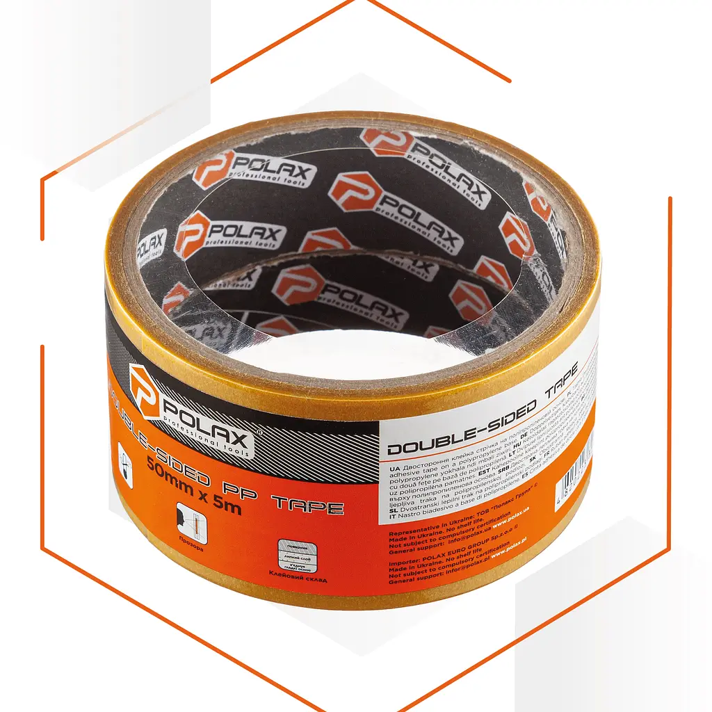 Скотч двосторонній Polax клейка стрічка на поліпропіленовій основі 50 мм х 5 м (101-001) - фото 2