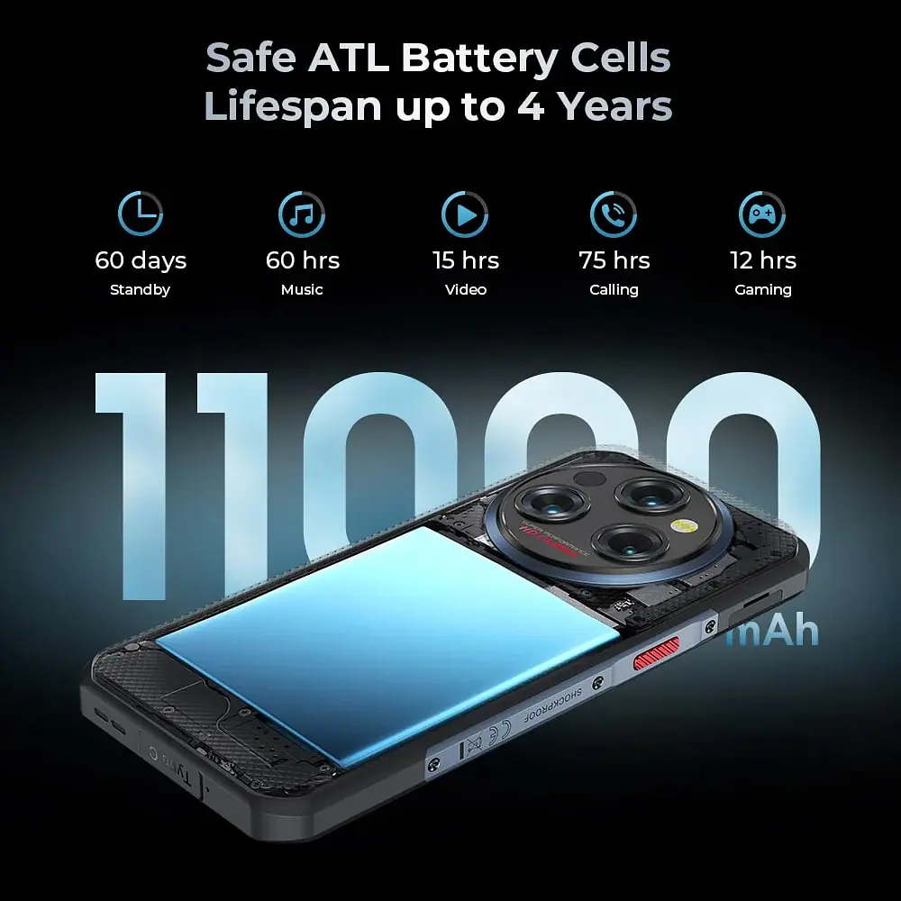 Смартфон Oukitel WP35 5G 6.6` FHD+ /8GB+256GB/ MTK6100+ /11000mAh /64+32Мп/ IP69K /NFC Brown - фото 9