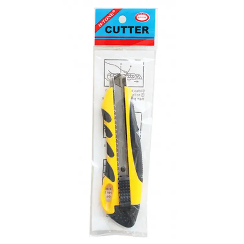 Ніж канцелярський H-Tone 18 мм жовтий з гумовими вставками (KNIFE-HT-JJ40607-18) - фото 2