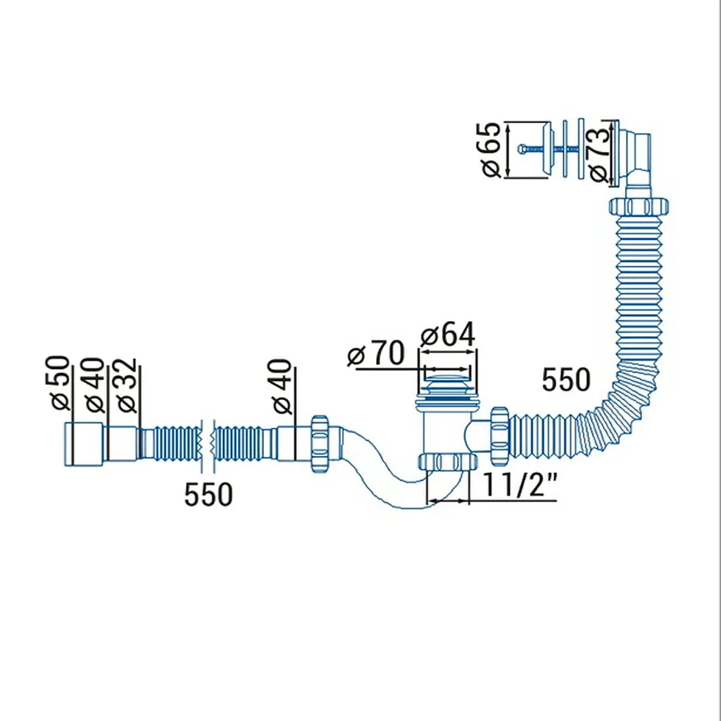 Сифон для ванни Waterstal Click-Clack з гнучкою трубою 32/40/50 (А-14089) - фото 6