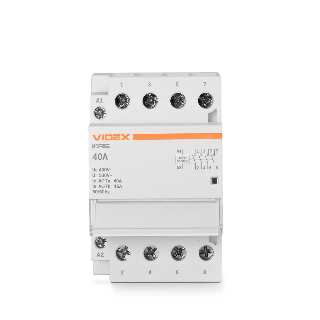 Модульний контактор 4п 40А 4НВ VF-RS-MC4O-40 VIDEX RESIST VIDEX (27914-000) - фото 2