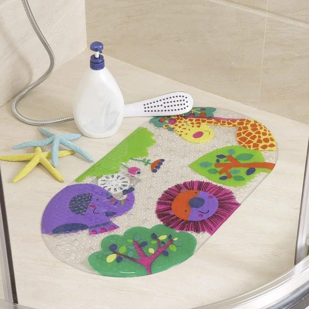Дитячий антиковзаючий килимок на присосках 65х38 у ванну резиновий противоскользящий коврик гумовий для дорослих дітей силіконовий лев і жираф - фото 6