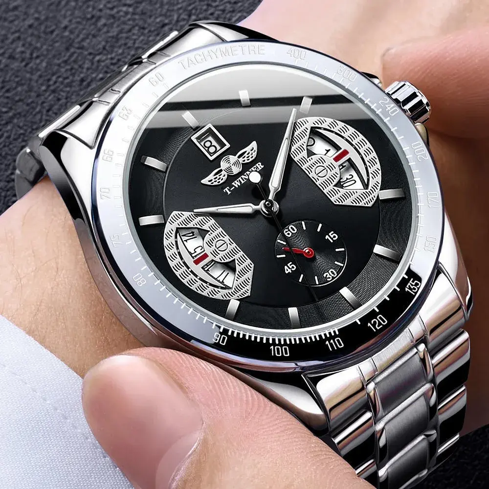 Чоловічий наручний годинник 8267 Silver-Black Winner acs0029763 - фото 2