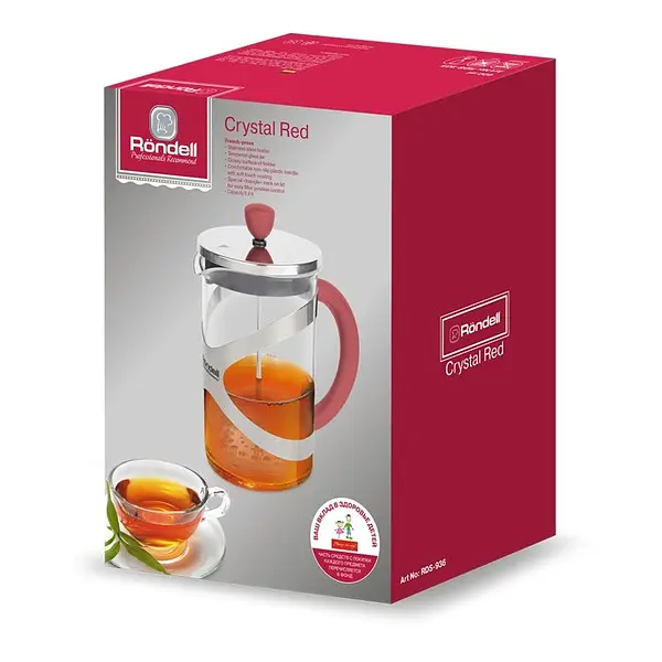 Френч-прес Rondell RDS-936 Crystal Red, 800 мл (6418240) - фото 3