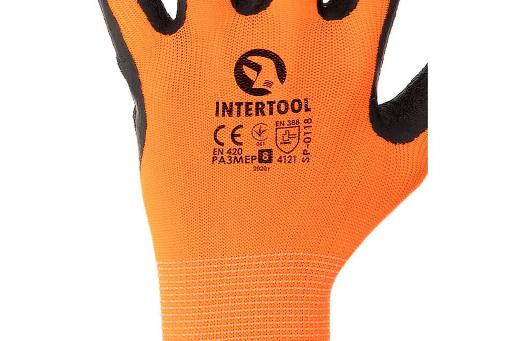 Рукавички робочі захисні Intertool латексна рифлена 8" (в упаковці 12 шт.) - фото 2