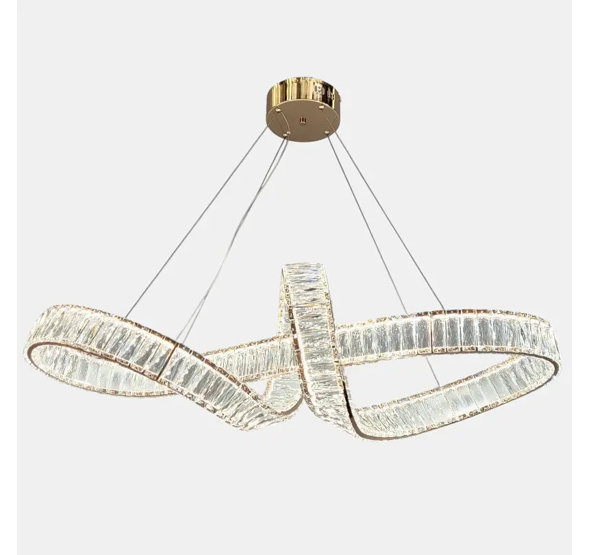 Велика лінійна золота кришталева LED люстра Artlight 549-1000GD довжиною 98 см, 138W, пульт та диммер - фото 5
