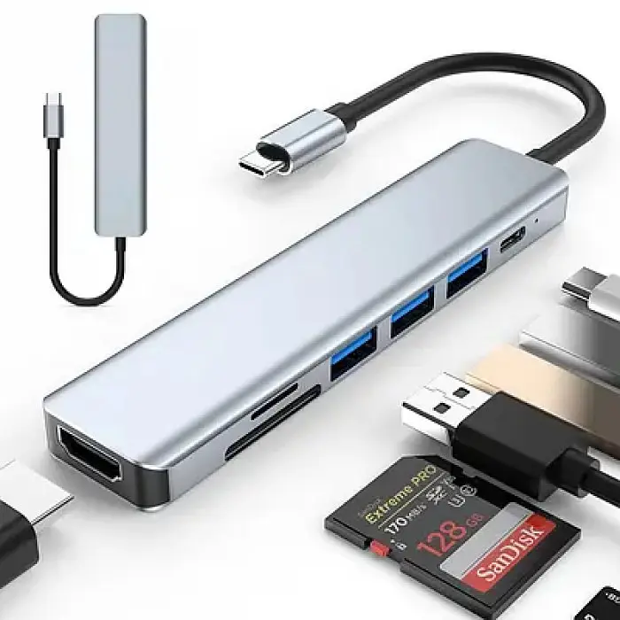 USB-хаб 7в1 Концентратор XoKo RJ45 + HDMI + 2xUSB (Type-C / USB 3.0 / PD / Ethernet) - фото 2