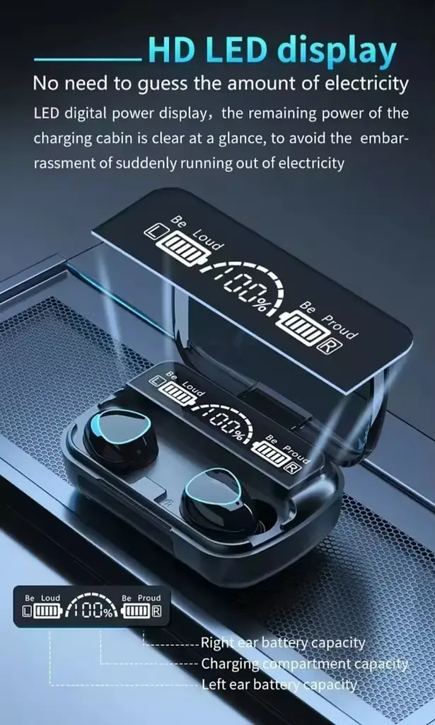 Бездротові навушники M10 TWS bluetooth 5.1 black OPM з павербанком - фото 14