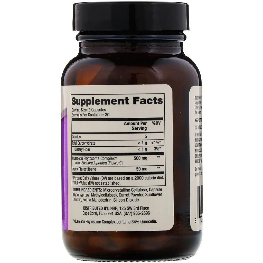 Кверцетин и птеростильбен Dr. Mercola Quercetin and Pterostilbene 60 капс - фото 2