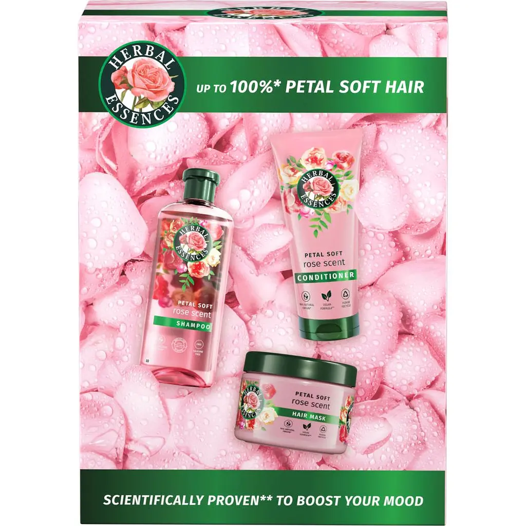 Подарочный набор Herbal Essences Аромат розы: Шампунь 350 мл + Бальзам-ополаскиватель 250 мл + Маска для волос 300 мл  - фото 4