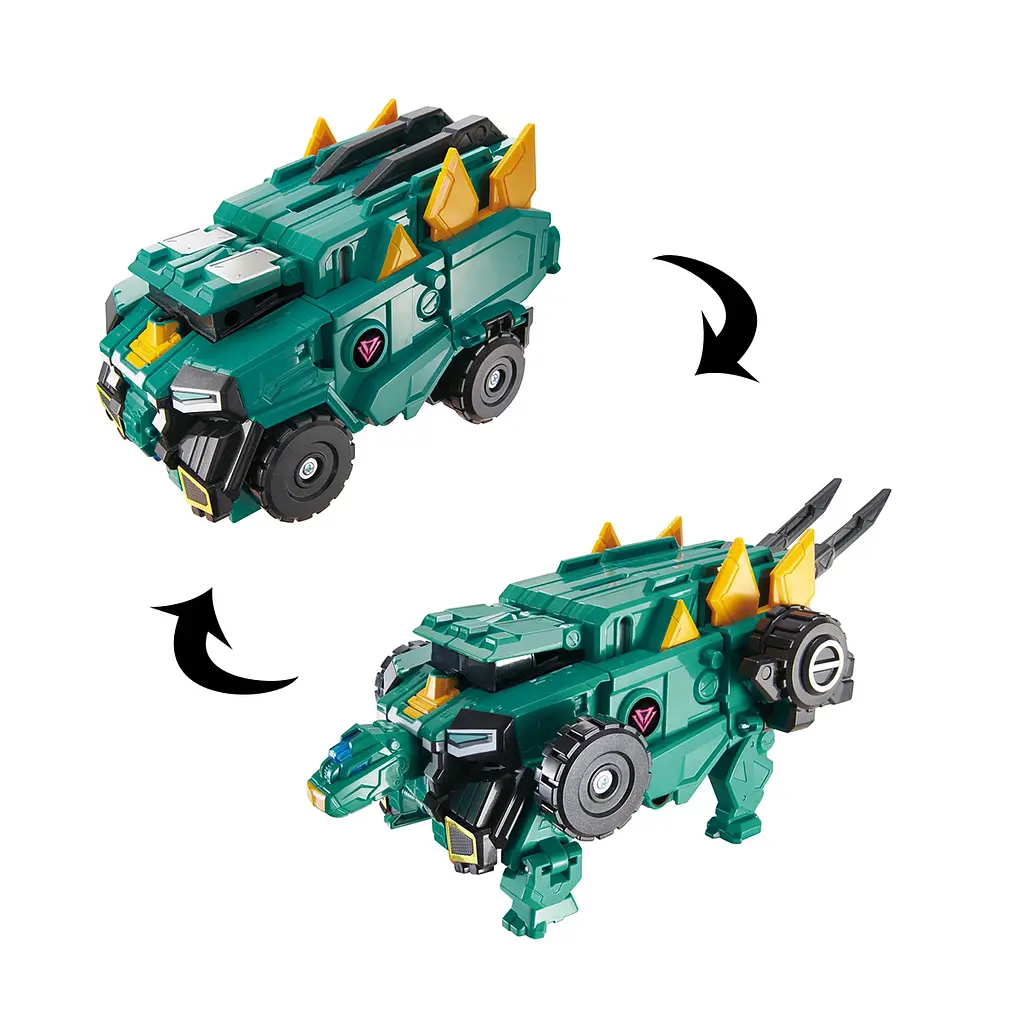Ігровий набір з роботом-трансформером Dinoster Стего Трон 2 машини та динозаври (EU580804) - фото 7