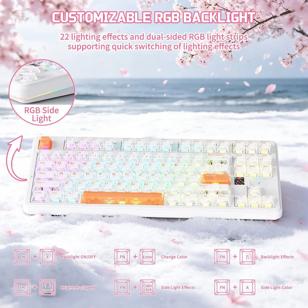 Клавіатура Attack Shark X87 Ultra RGB Meg Shark Switches Wireless Iced Orange (AS-6979033730236-IO) [176652] - фото 6