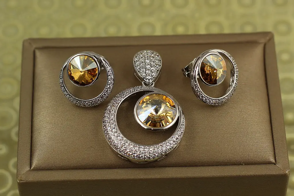 Набір Xuping Jewelry Кришталевий цвіт Сваровськи сріблястий - фото 2