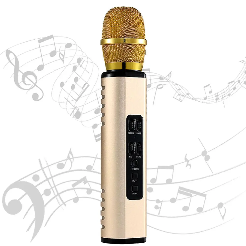 Бездротовий караоке-мікрофон Losso K6 Premium з вбудованим динаміком і Bluetooth Gold (18960) - фото 2