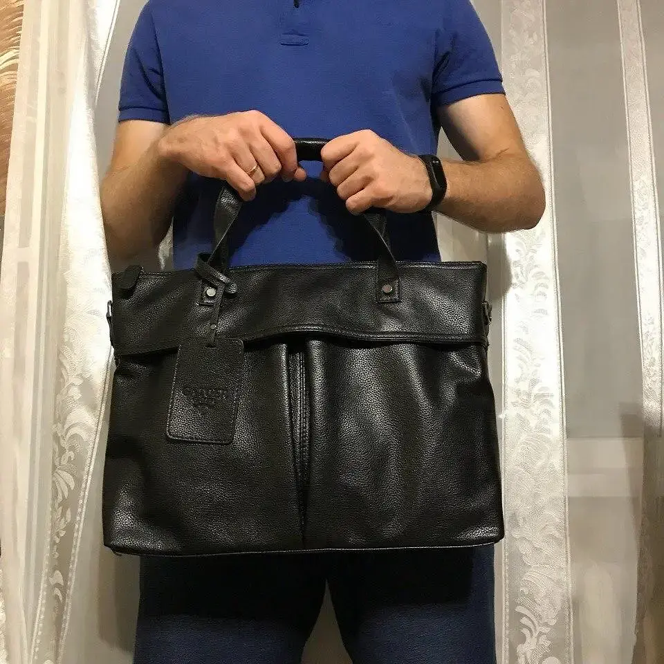 Сумка ділова чоловіча для документів А4 чорна на плече (231) - фото 10