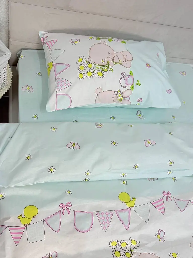 Дитячий комплект постільної білизни Ecotton 110х140 см блакитний Ведмедик (24901) - фото 4