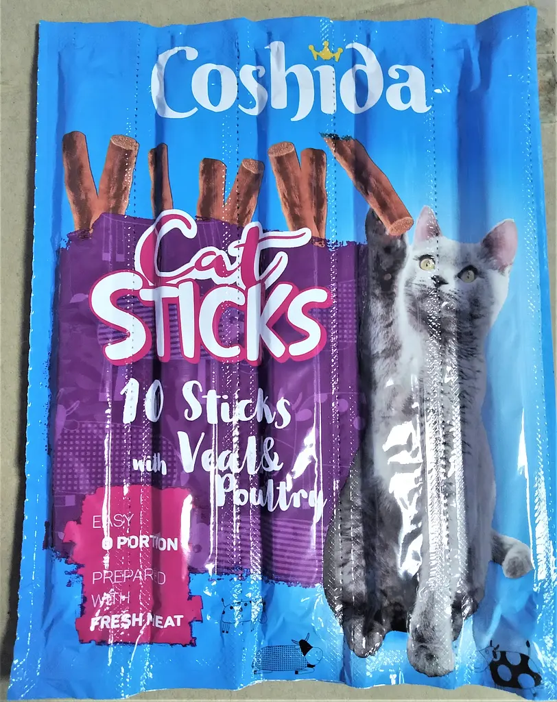 Ласощі м'ясна паличка для котів Coshida Cat Sticks зі смаком телятини та птиці 5 г 20295912