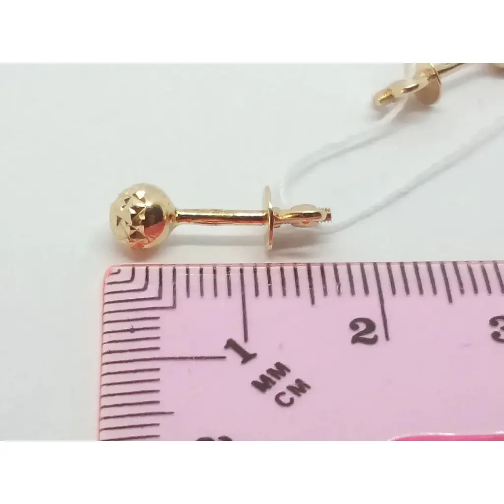 Золотые серьги-пуссеты Favoritum с алмазной гранью. 210115_5,А - фото 5