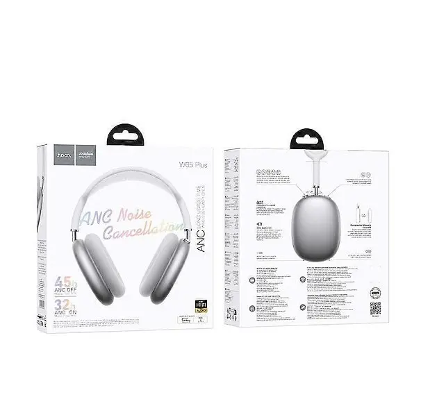 Навушники Hoco Bluetooth W65 Plus Happy ANC BT headphones сріблясті - фото 2