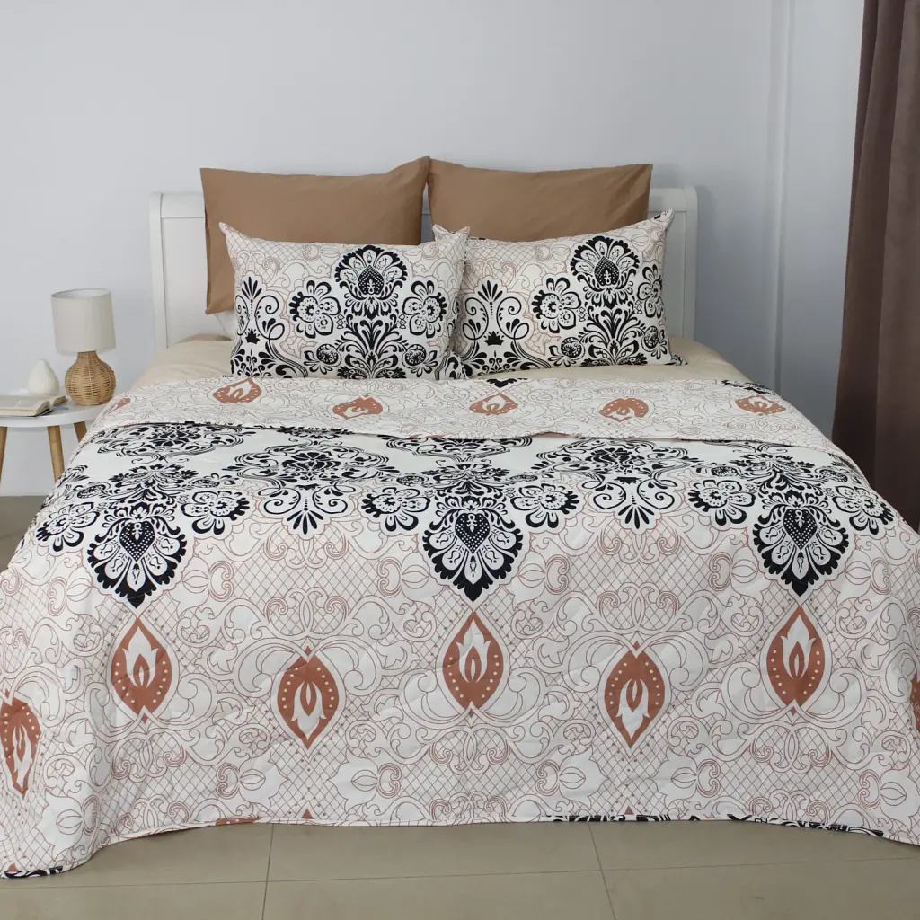 Покривало ТЕП Elegant Cotton Turkish бавовняне 220x240 см бежево-чорне