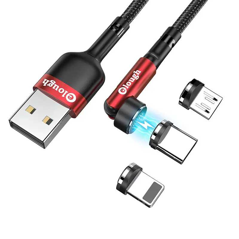 Кабель магнітний із швидкою зарядкою 7 Contact 3 A, 3 в 1 Micro USB/Lightining/Type C, обертання на 540°, 2 м Elough hoz0012433