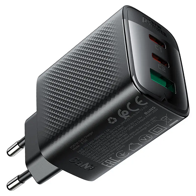 МЗП Acefast A108 GaN PD67W (1USB-A/2C) Black - фото 4