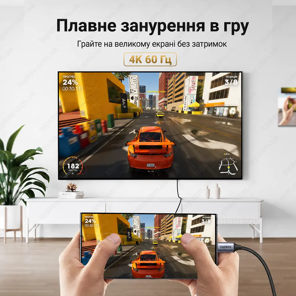 Універсальний кабель Type-C на HDMI UGREEN MM142 USB-C HDMI 1.5м 4K 60Hz Thunderbolt 3 type c to HDMI - фото 4